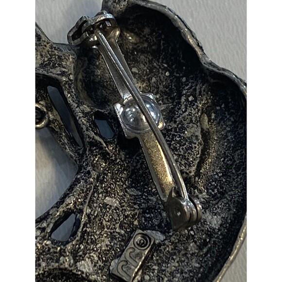 Vintage Signed JJ Jonette Pin Brooch Pewter Cat with Fish Bowl - Picture 5 of 7